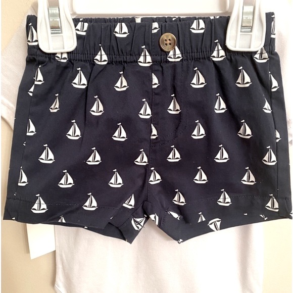 ANDY & EVAN 2-Piece Baby Boy Blue White Short Set Bow Tie S/S Size 6-9M NEW - Picture 6 of 10